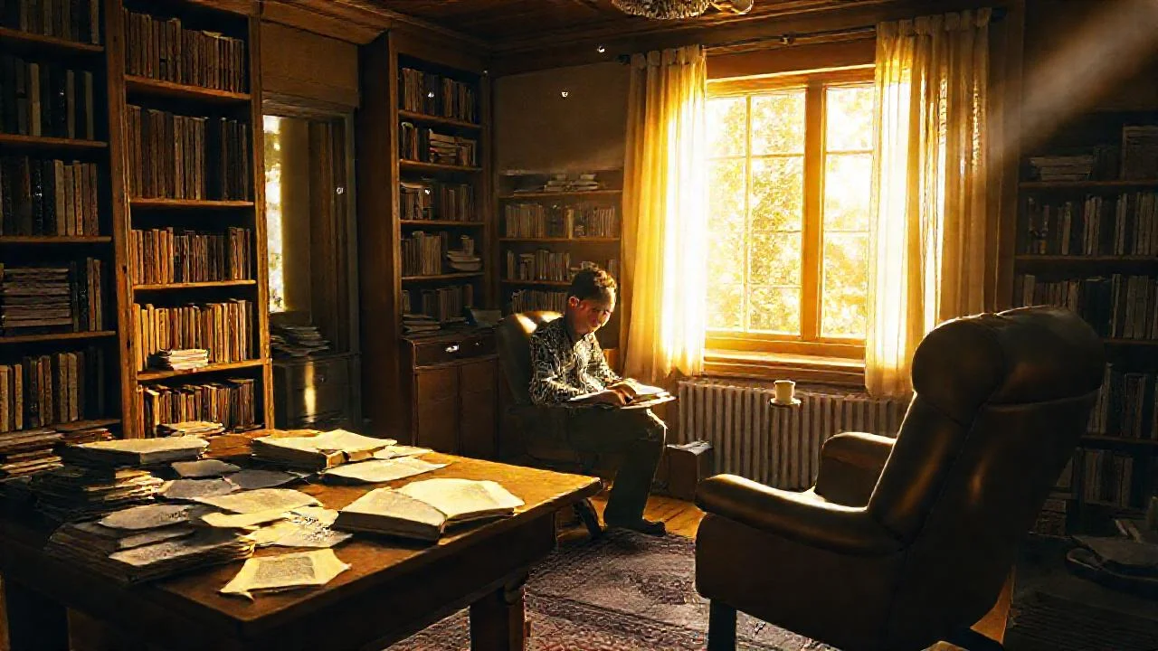 Un hombre lee en un estudio cálido
