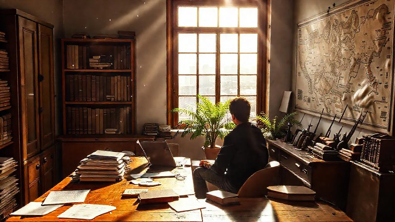 Luz ilumina un espacio de trabajo