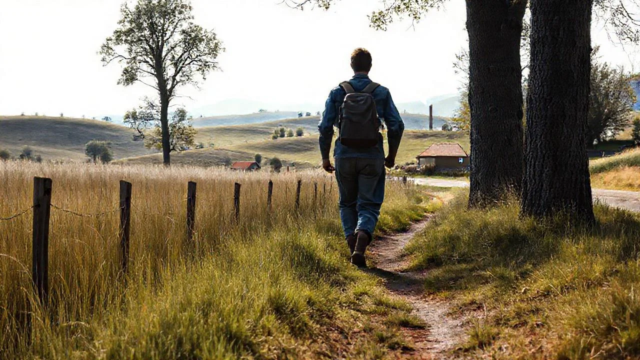 Un caminante solitario en el paisaje