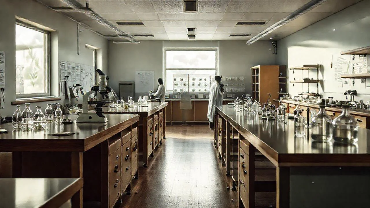 Laboratorio iluminado, ciencia en detalle