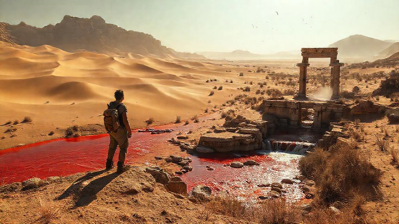 Desierto árido, río sangre, silencio eterno