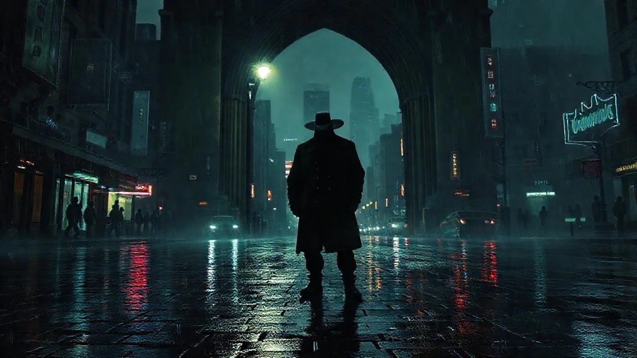 Una figura solitaria en la noche