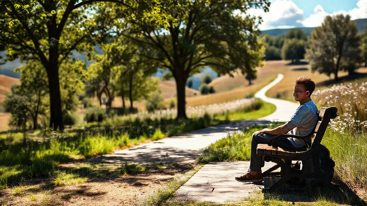 Paz serena en un parque soleado