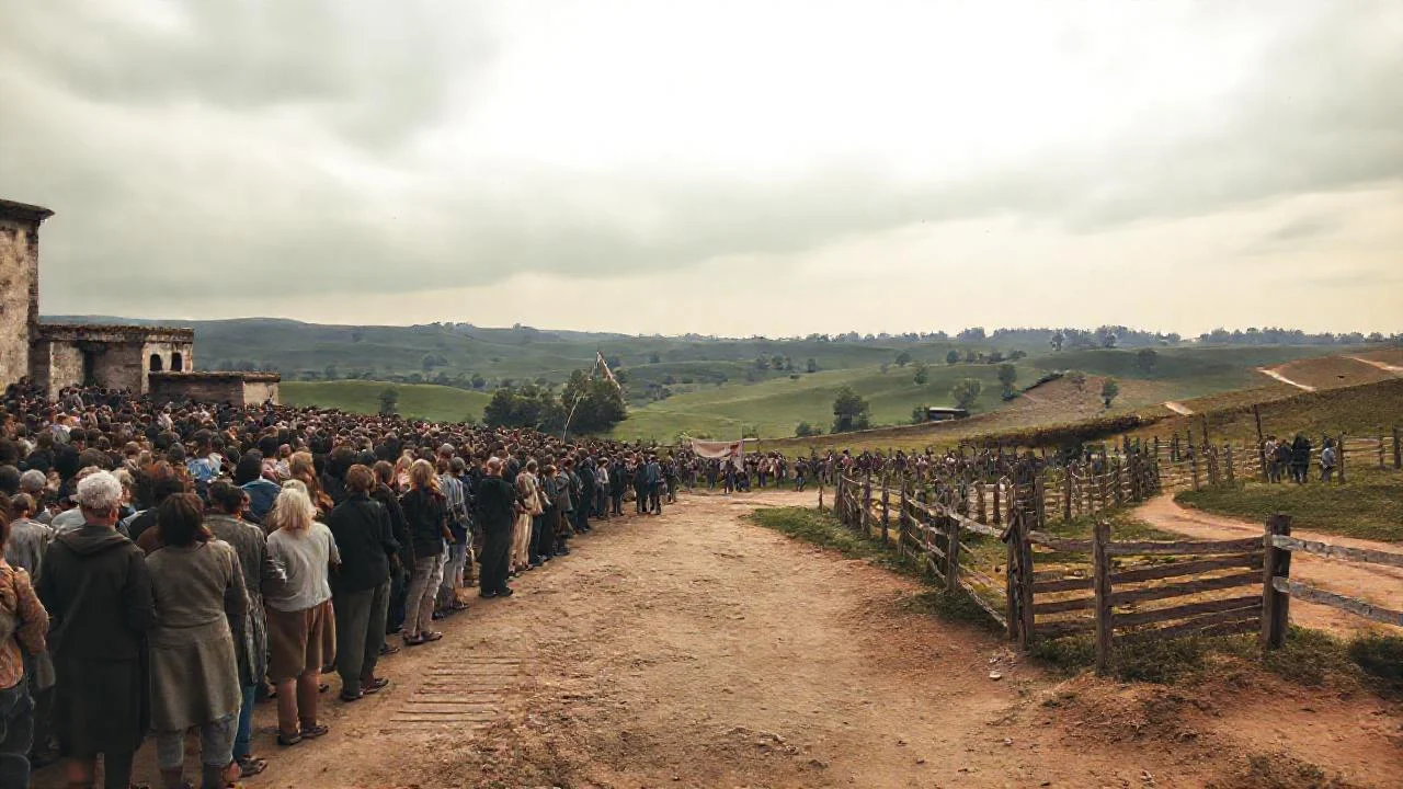 Un tranquilo paisaje rural se revela