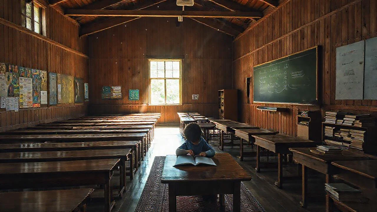 Un aula sencilla y silenciosa aprende