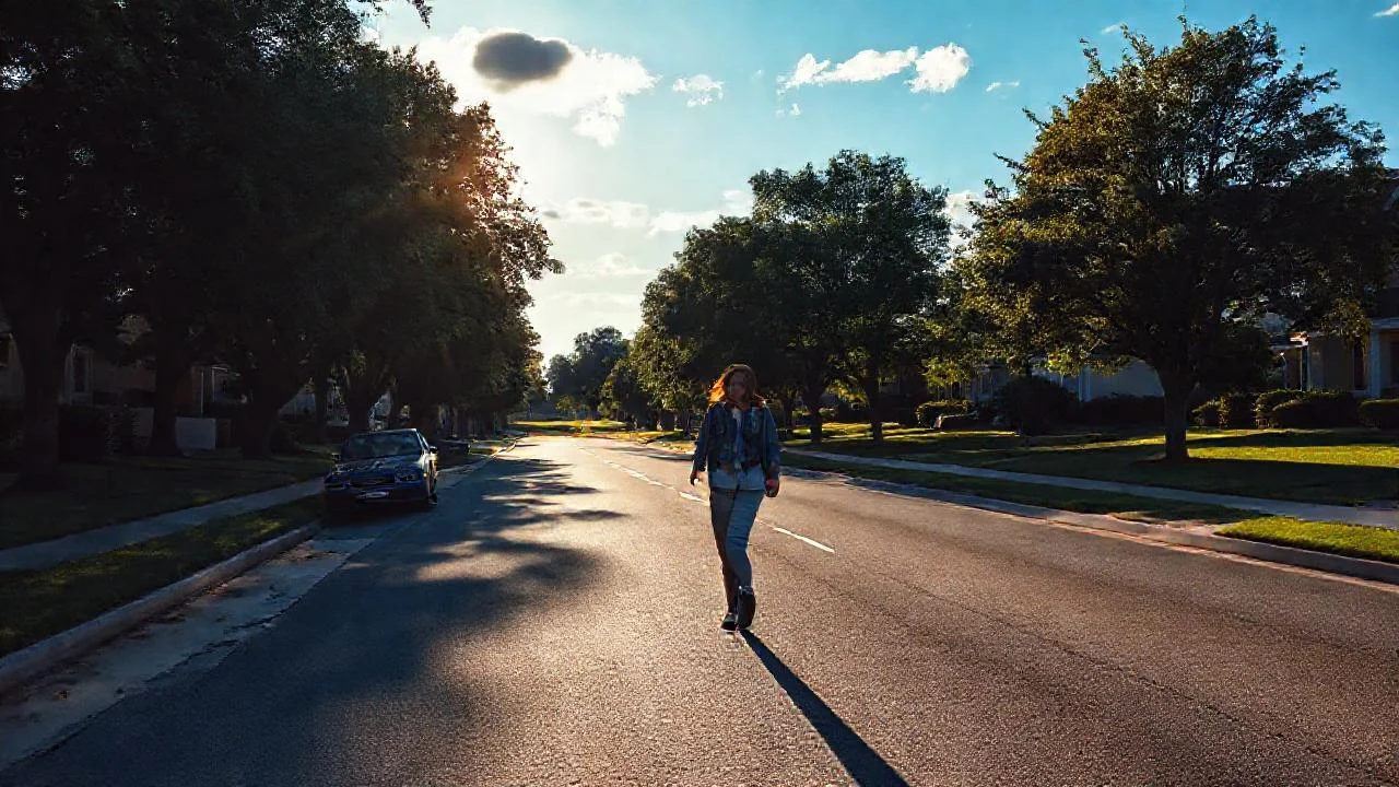 Vida tranquila en una calle suburbana