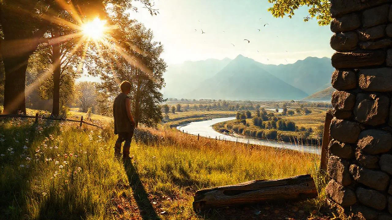 Un ser solitario contempla la naturaleza serena