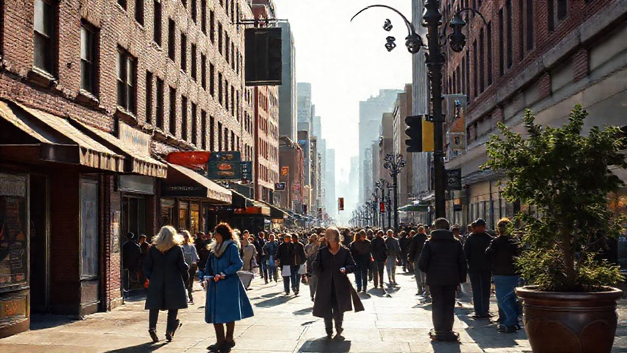 Ciudad vibrante, vida urbana cotidiana