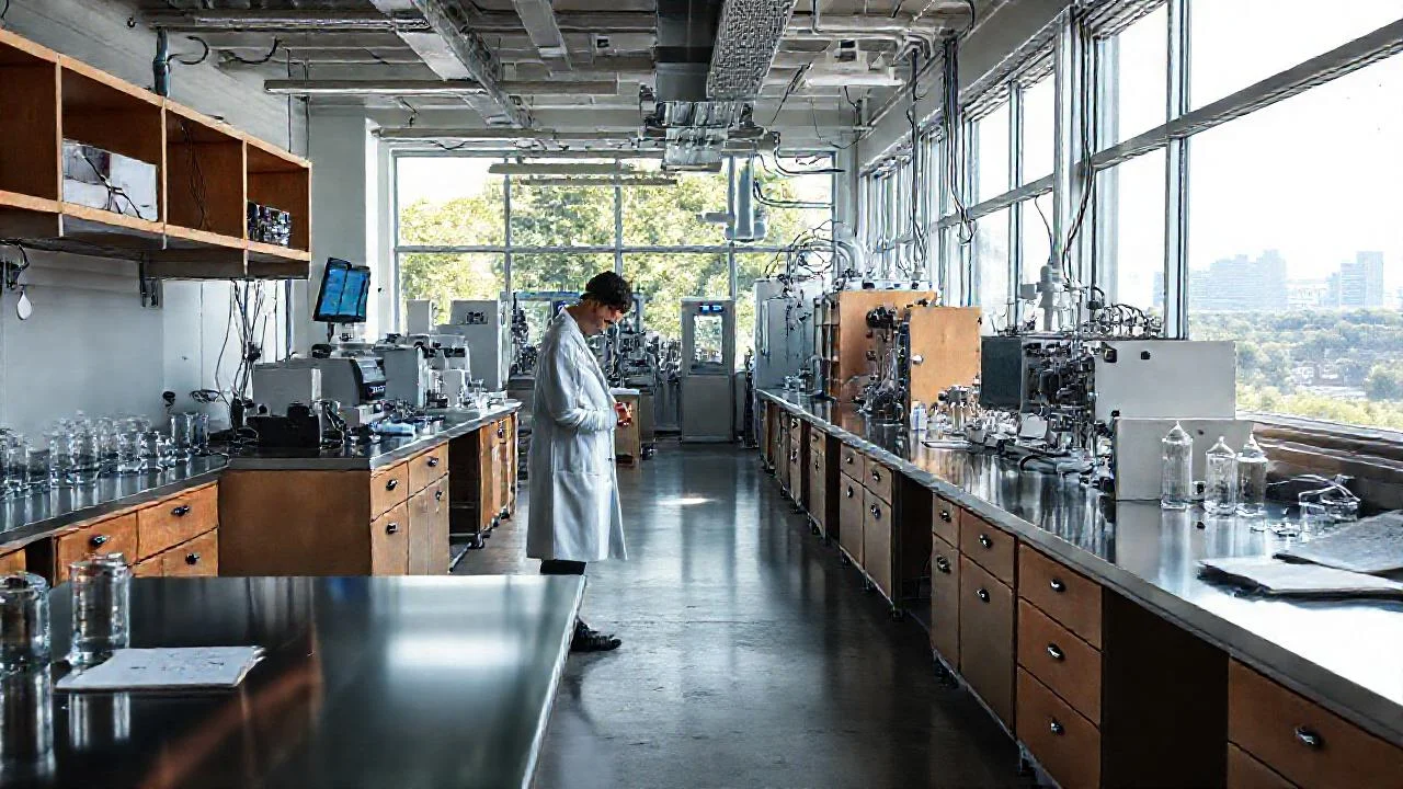 Laboratorio científico, meticuloso y luminoso