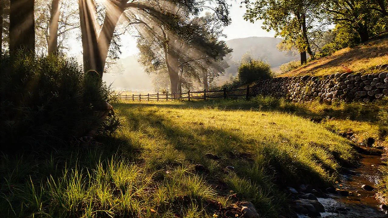 Silueta solitaria en paisaje tranquilo