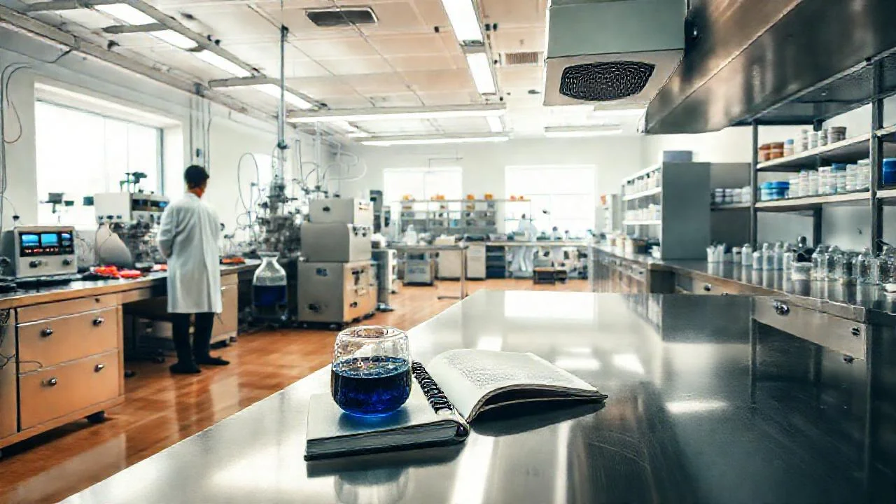Laboratorio ordenado, científico en acción