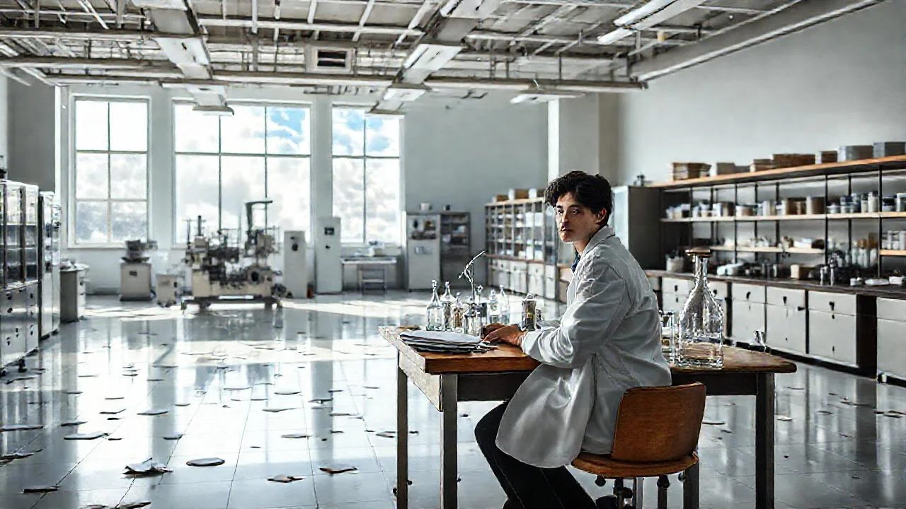 Laboratorio científico, trabajo concentrado y silencioso