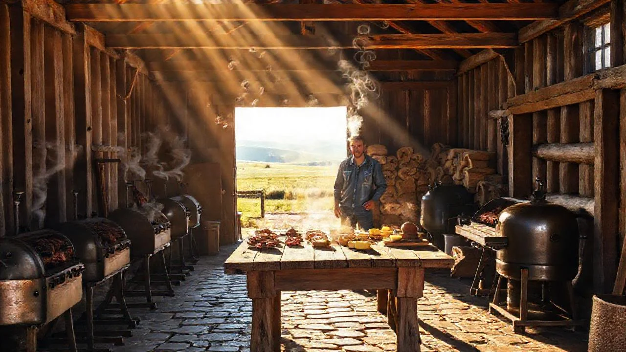 Barn rústico, humo y quietud