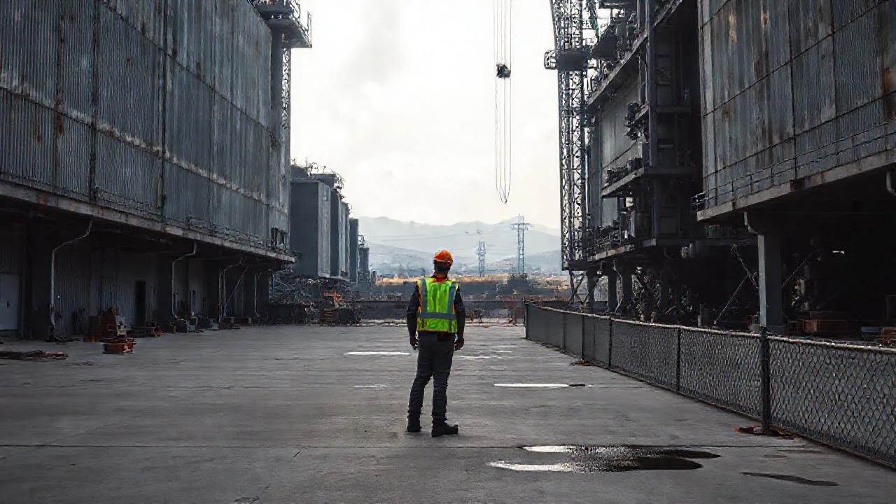 Un complejo industrial sombrío y vasto