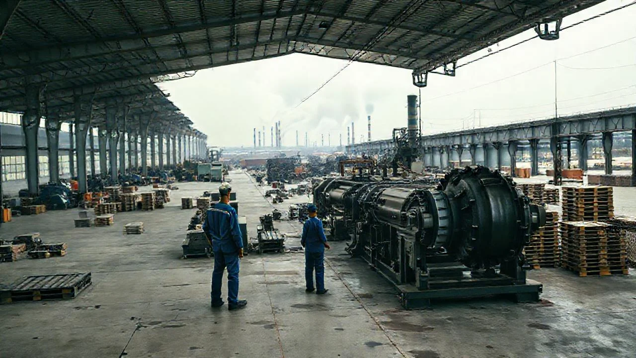 Complejo industrial, actividad y luz tenue