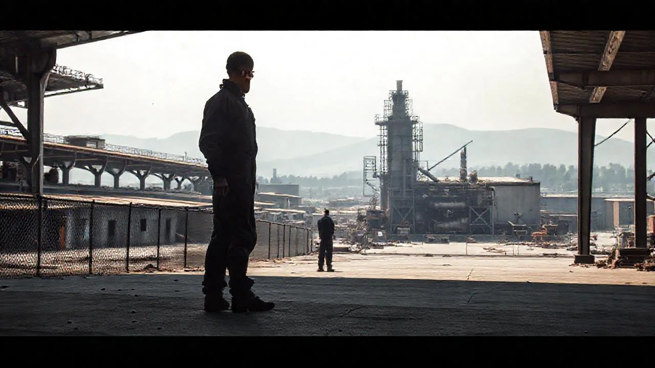 Un complejo industrial deteriorado y solitario