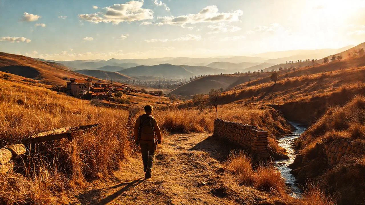 Un paisaje rural tranquilo y solitario