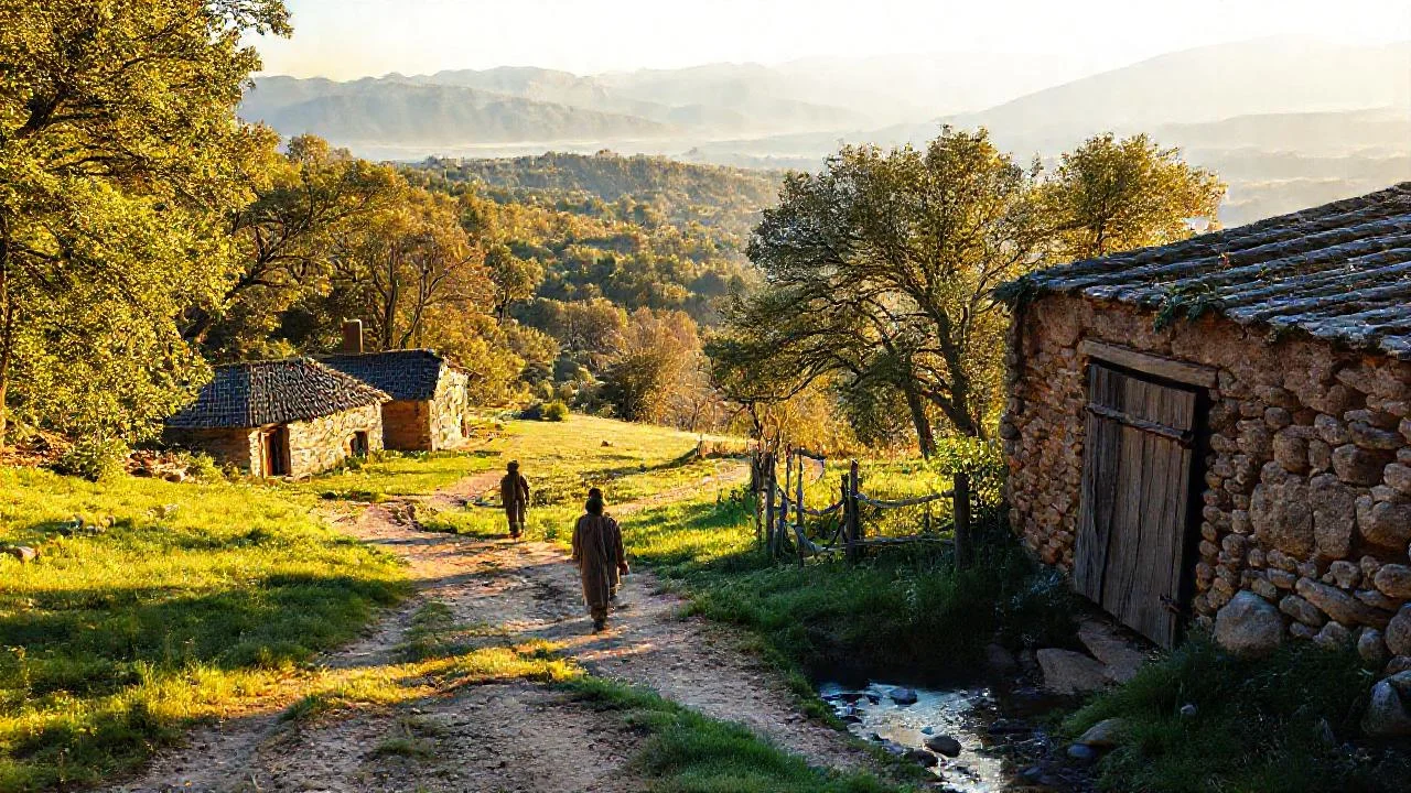 Paz rural y luz dorada