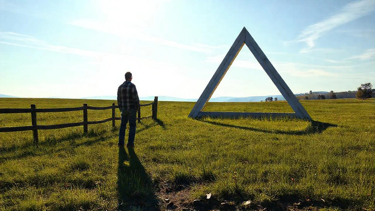 Campo ondulado, luz y figura solitaria