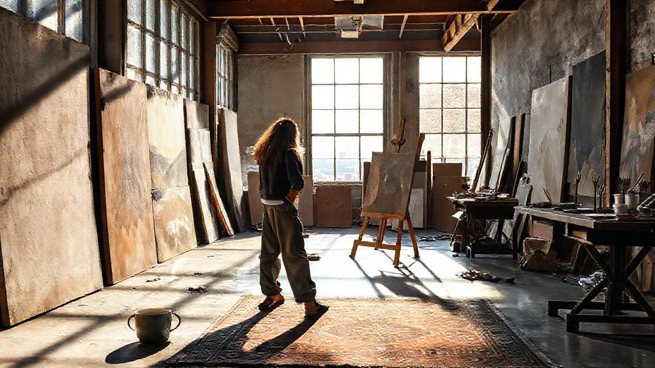 Un artista crea en luz tenue