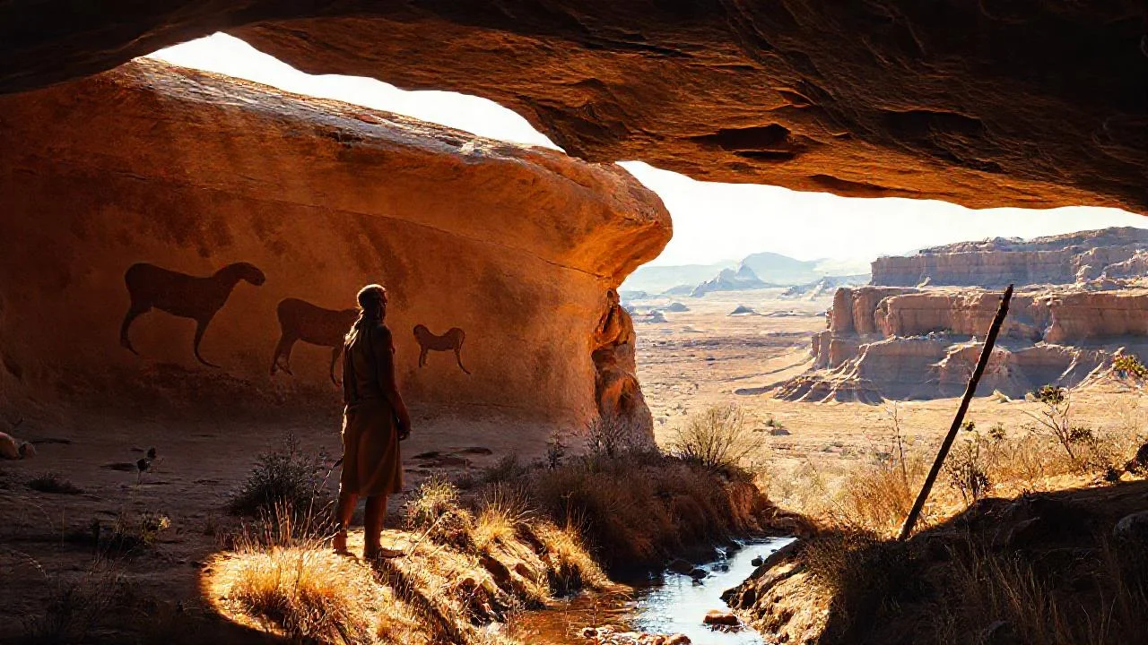 Antiguo observador contempla una cueva ancestral