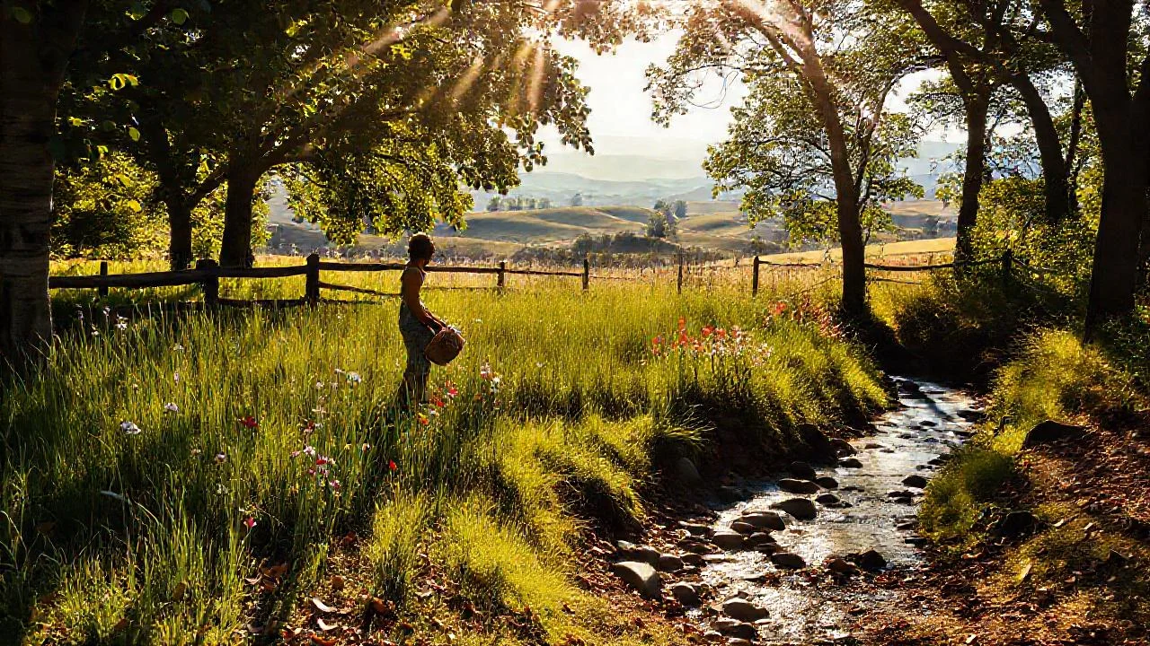 Un paisaje tranquilo y rural florece