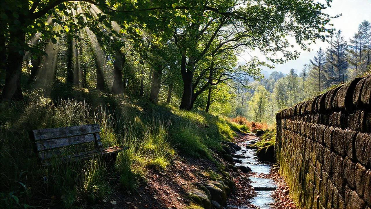 Silencio, luz y bosque tranquilo