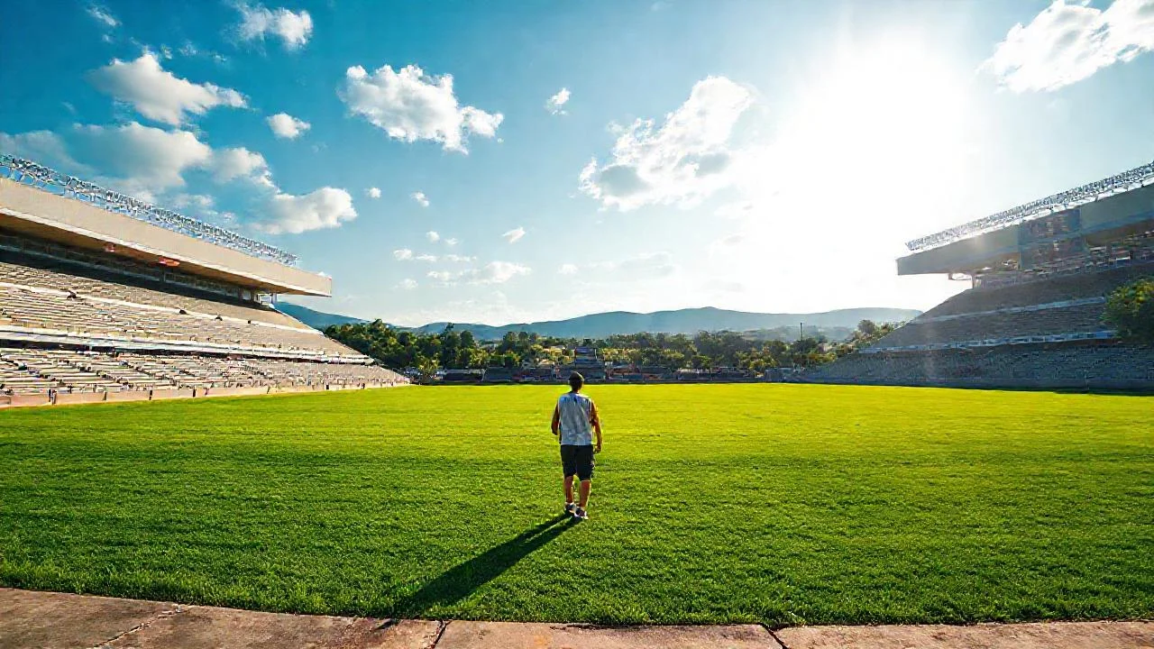 Un estadio bullicioso bajo sol brillante