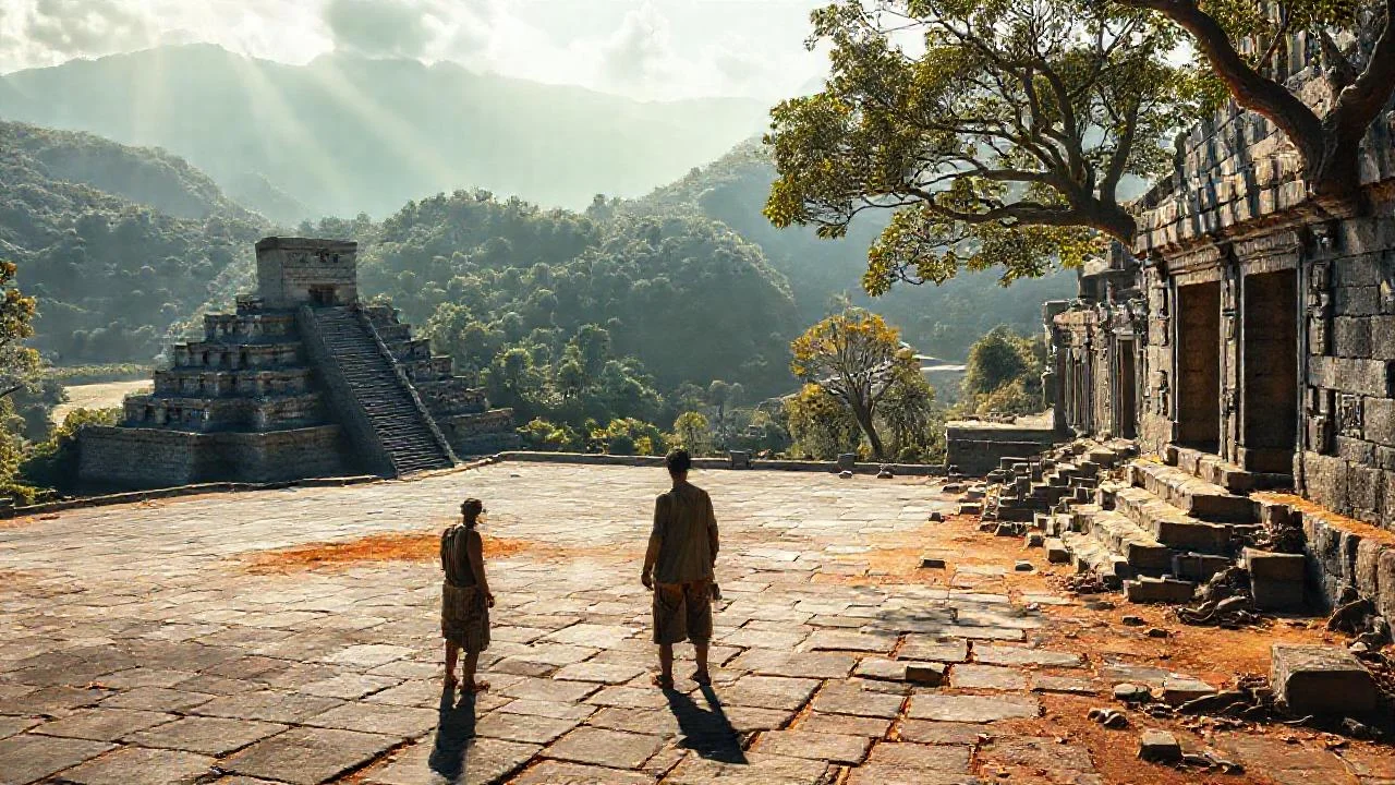 Un plaza antigua, bañada por el sol
