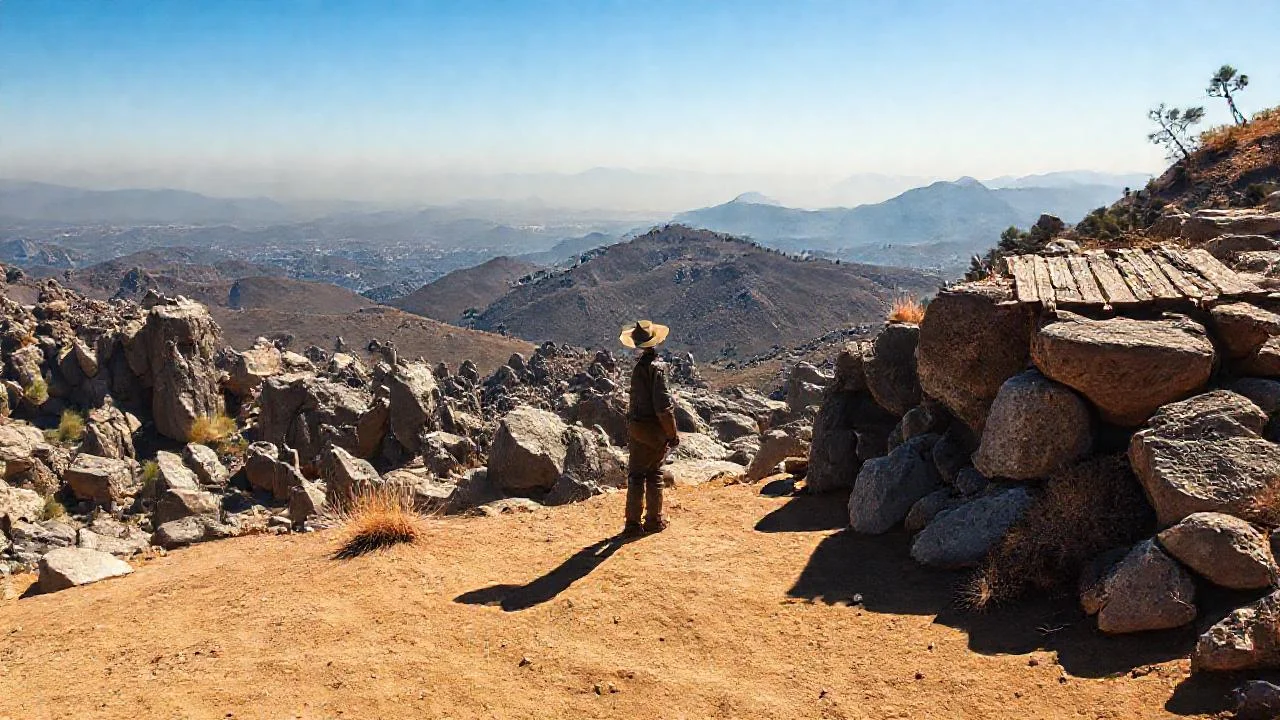 Un solitario observa un paisaje rocoso inmenso