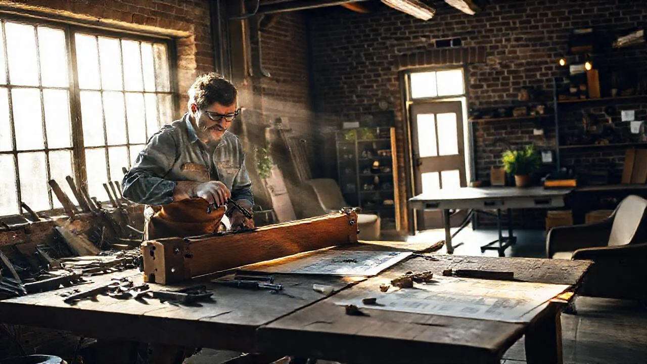 Un artesano trabaja en su taller