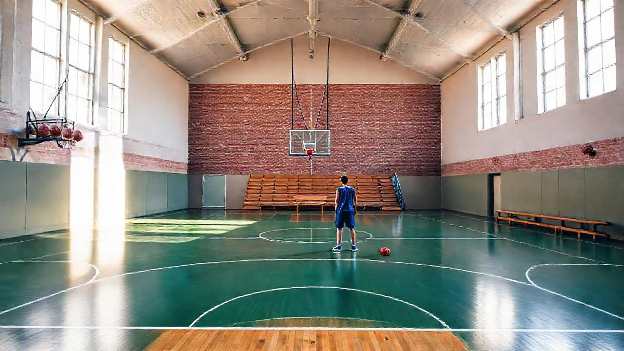 Gimnasio vacío con luz tenue