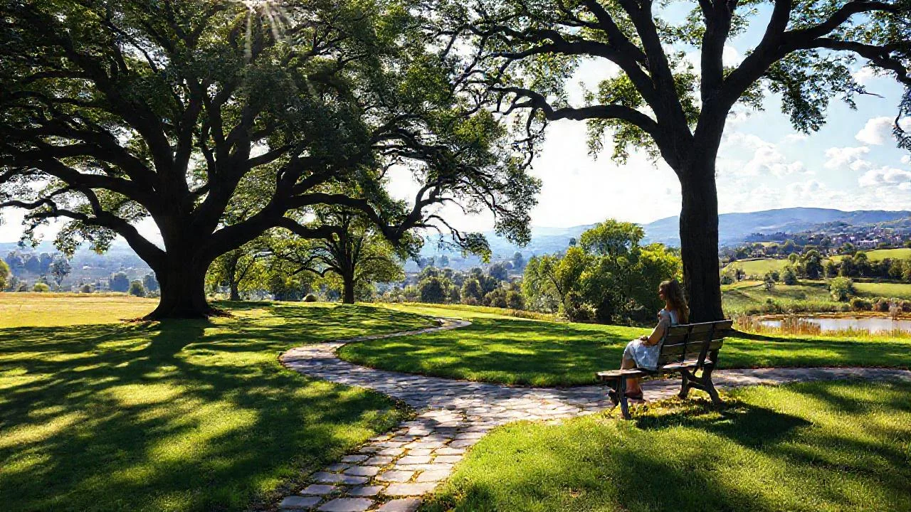 Parque sereno y tranquilo en luz suave