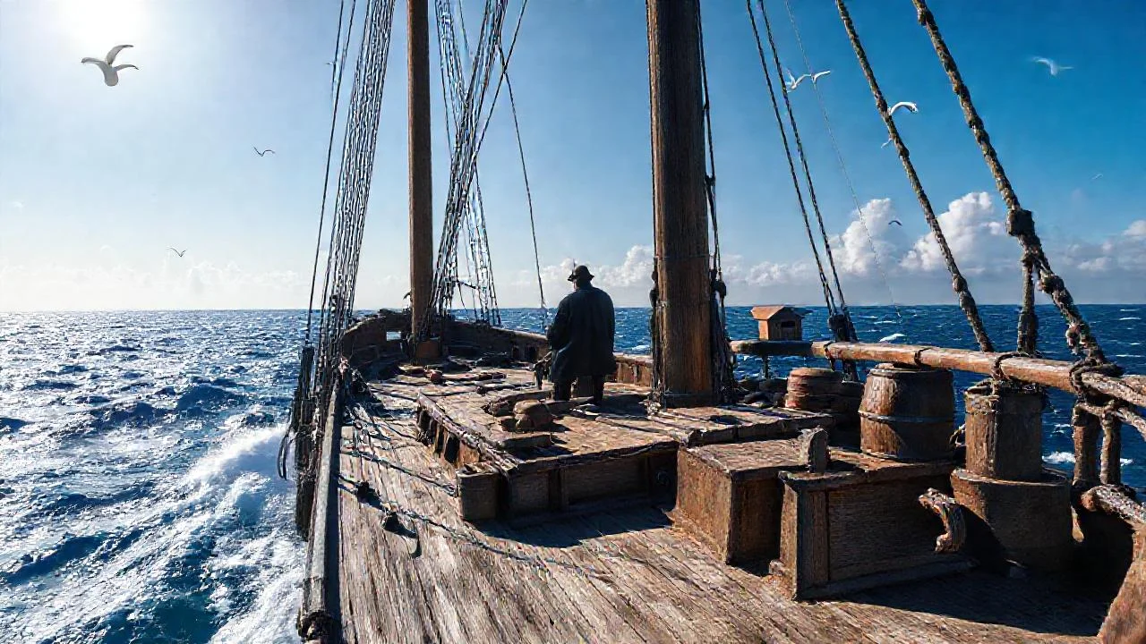 Un barco solitario navega el océano