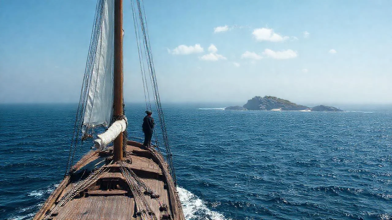 Un barco solitario navega el océano