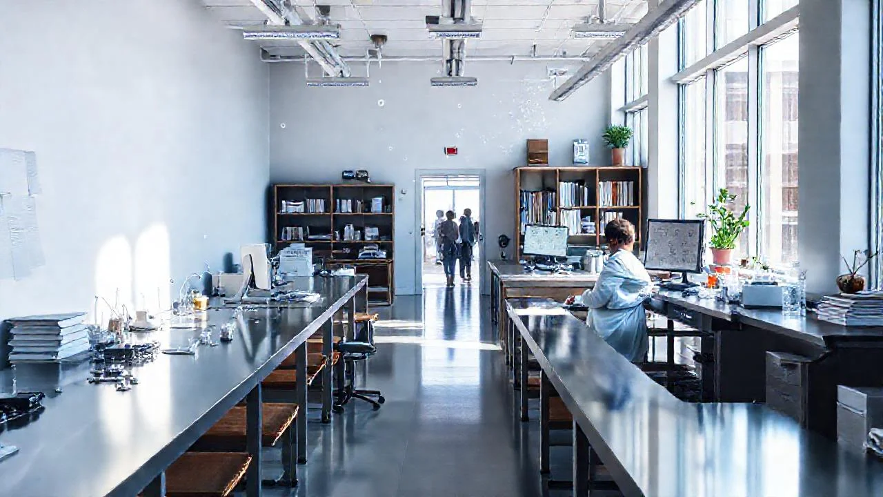 Laboratorio científico: ordenado caos y concentración