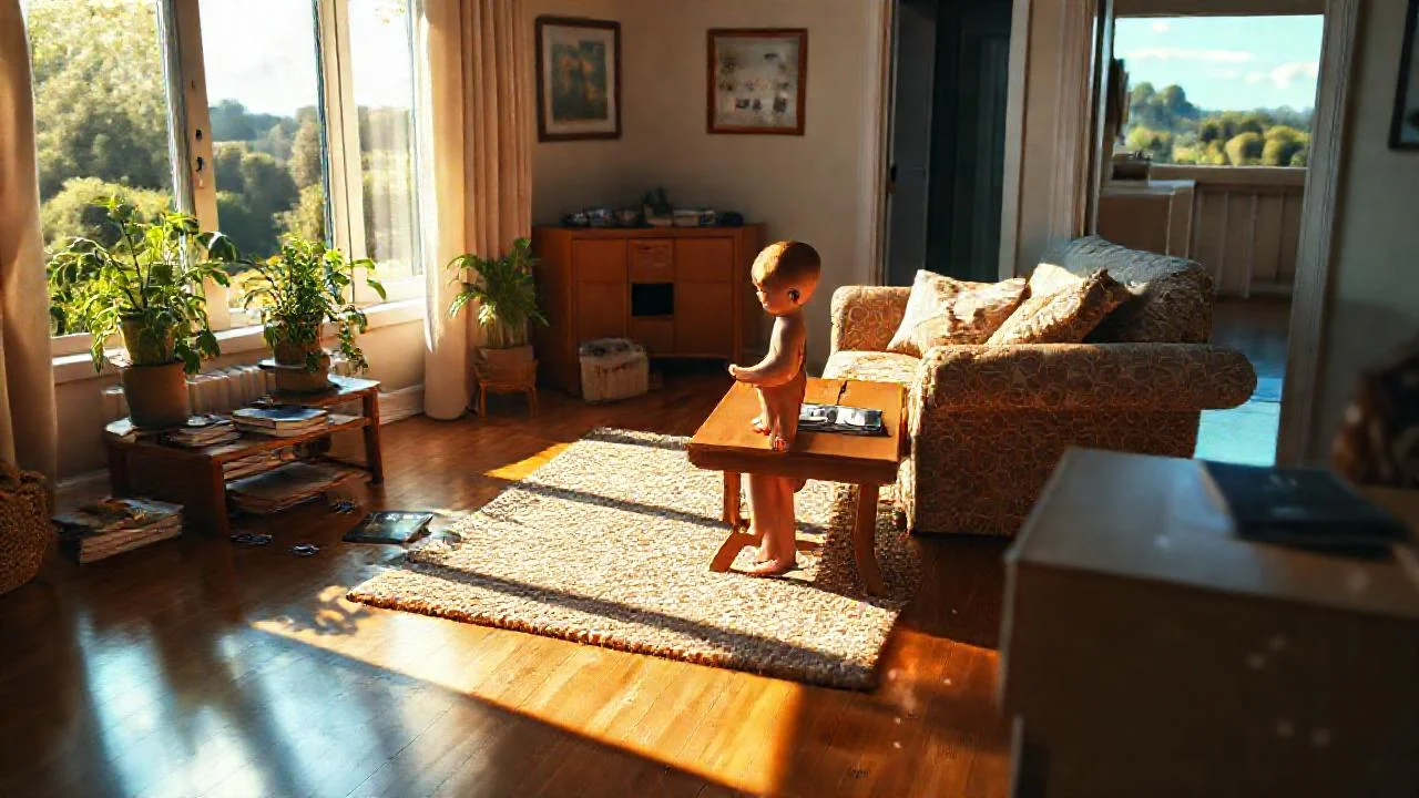 Un niño relajado en un hogar cálido