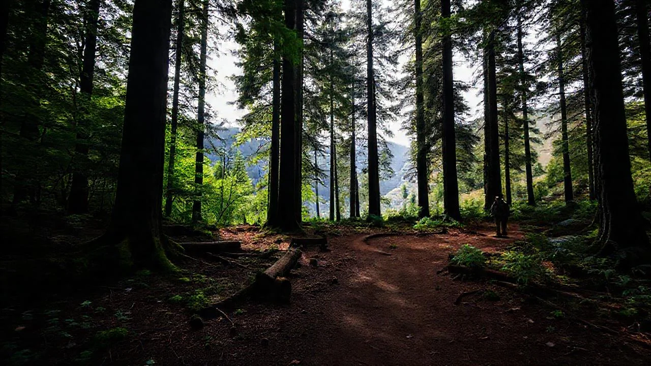 Bosque tranquilo y vasto se extiende