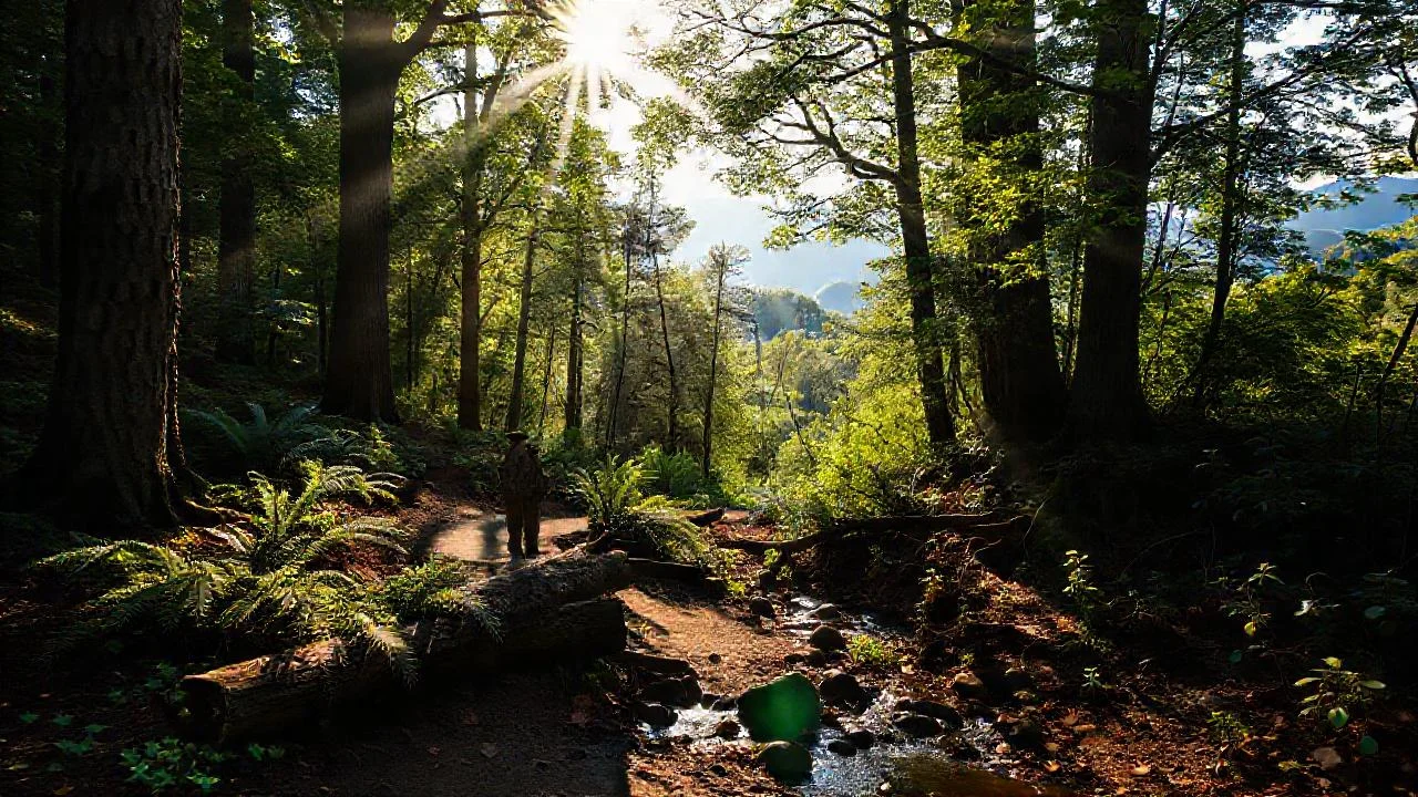 Bosque sereno, luz y sombra