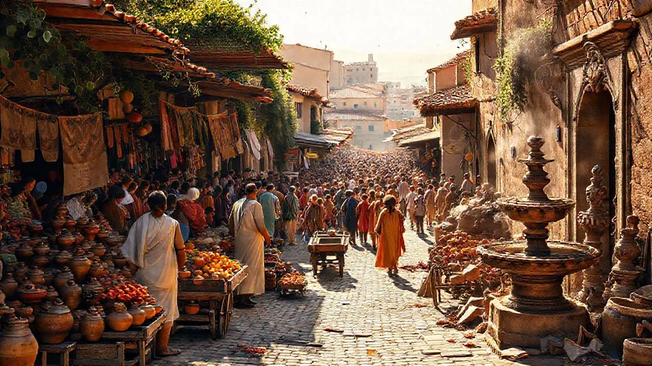 Mercado vibrante, colorido y lleno de vida