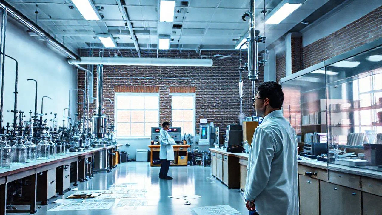 Laboratorio científico, atmósfera de investigación contenida