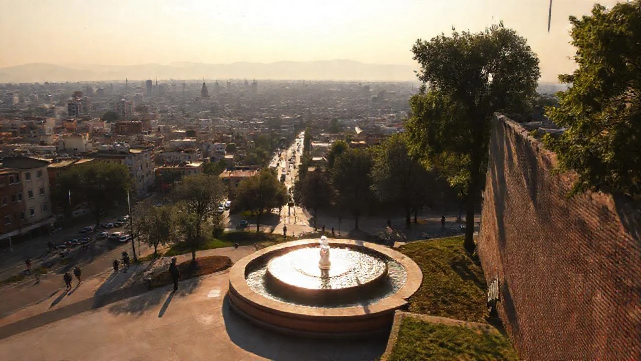 Ciudad vibrante bajo luz suave