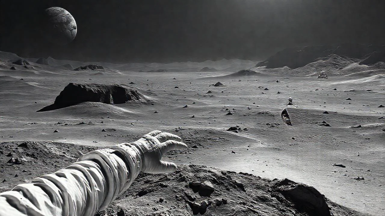 Un solitario explorador en la luna
