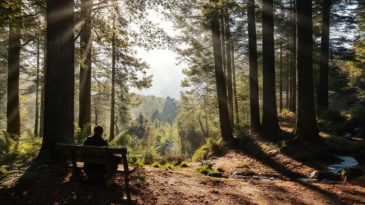 Bosque sereno, luz y silencio