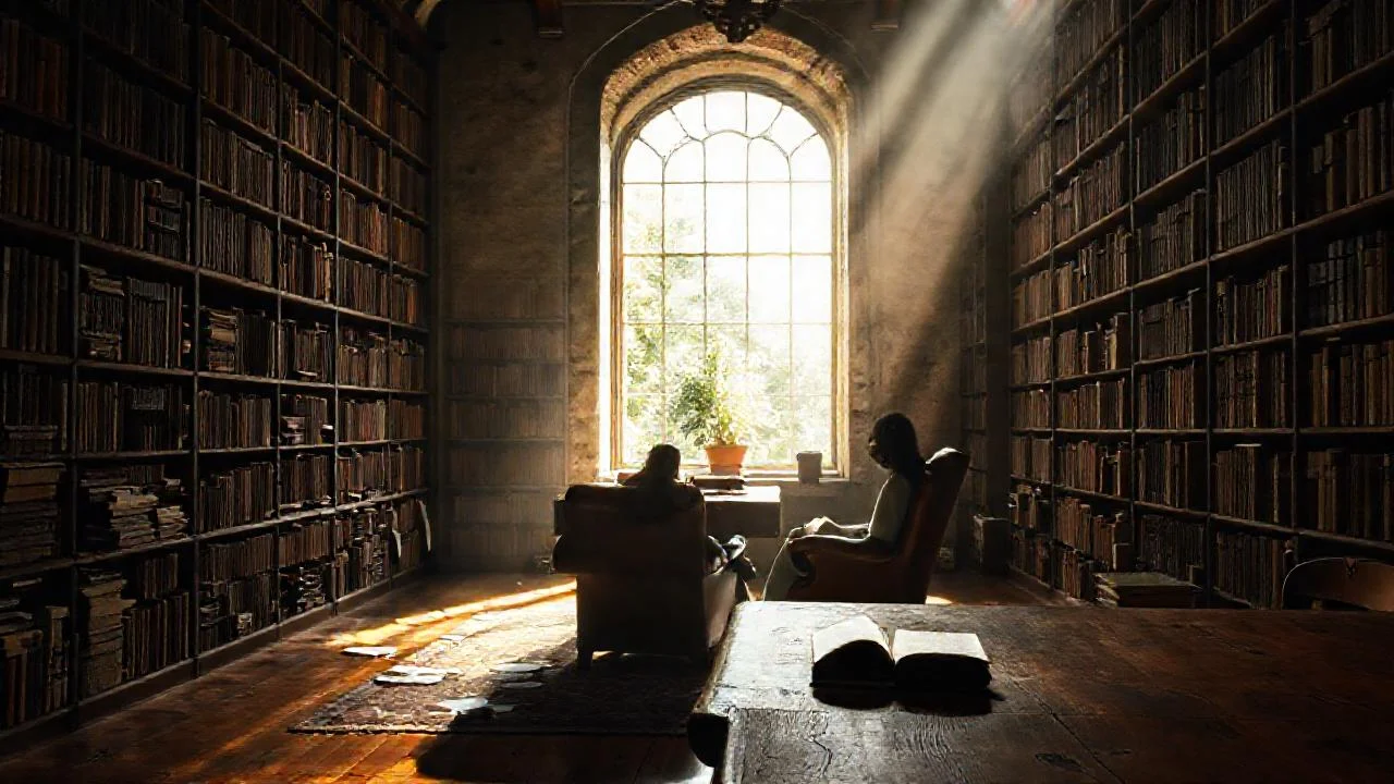 Silencio, libros y luz cálida