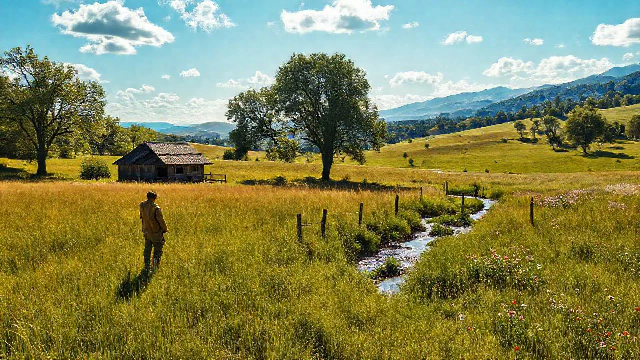 Un observador contempla un paisaje sereno