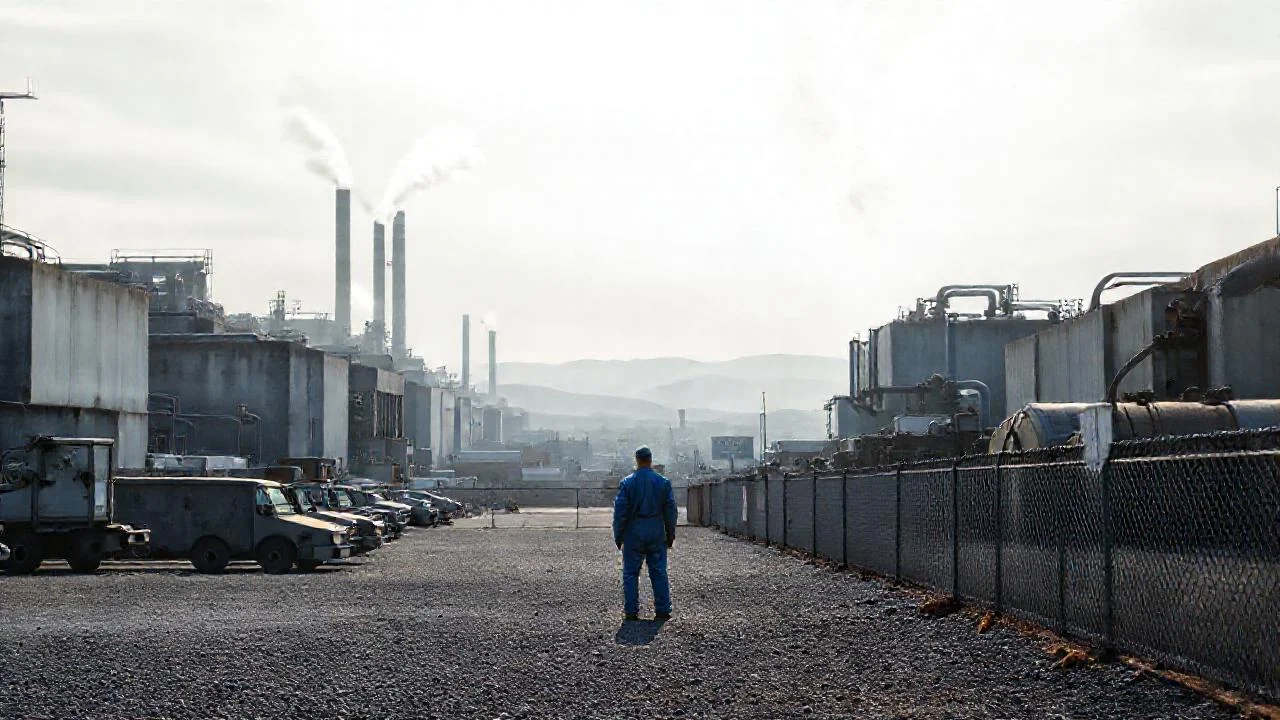 Un paisaje industrial desolado y silencioso