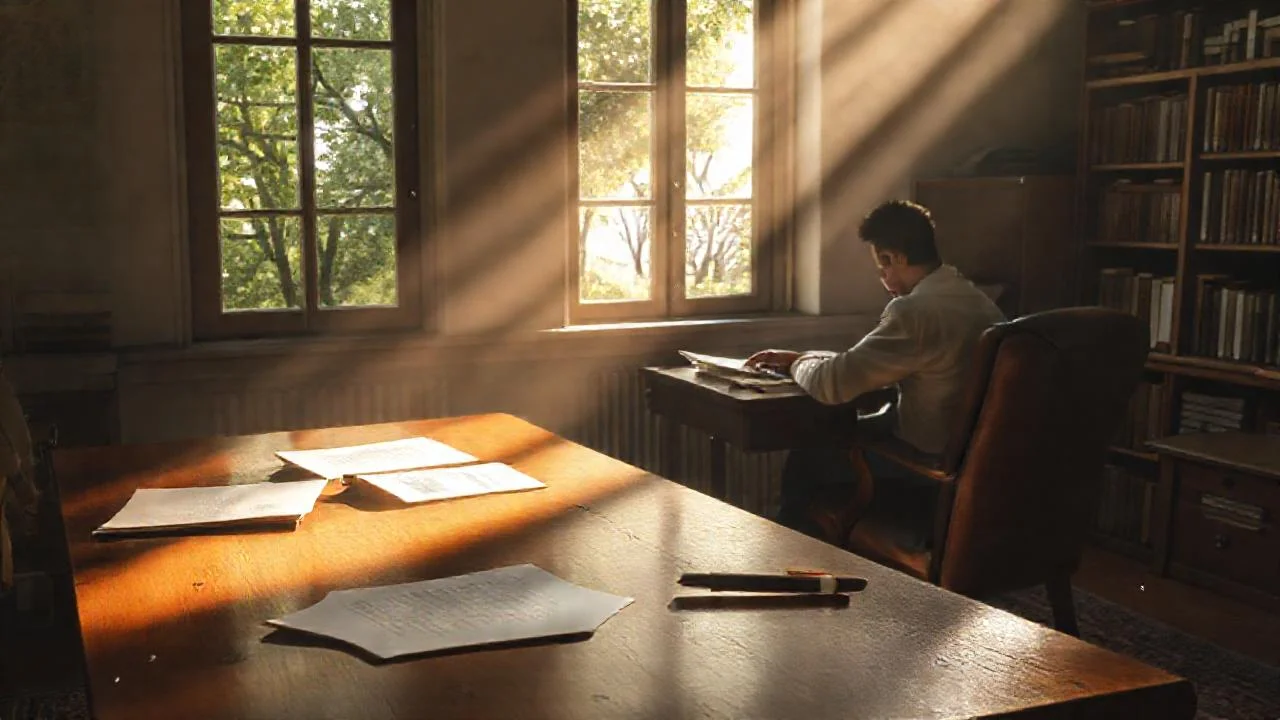 Luz ilumina un estudio tranquilo y detallado