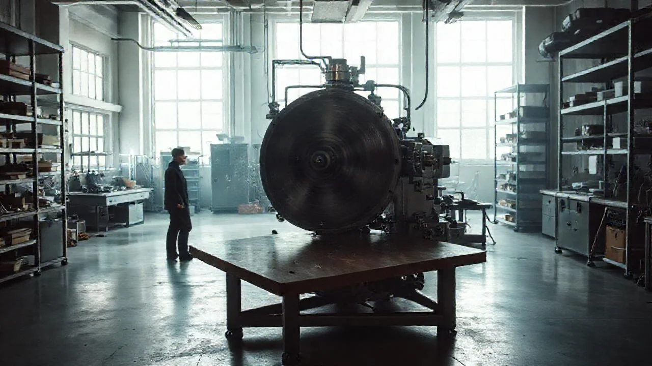 Laboratorio científico, máquina en movimiento