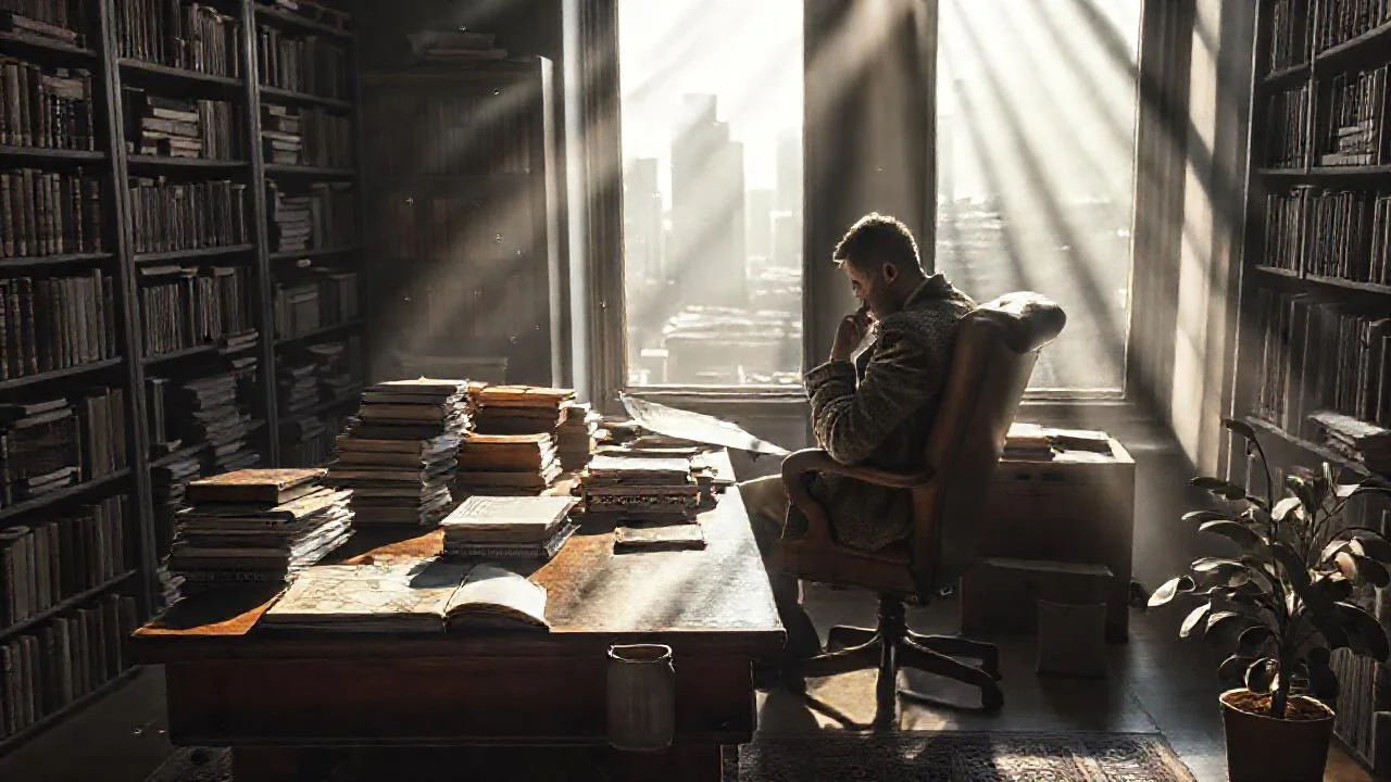 Un hombre estudia en un espacio intelectual